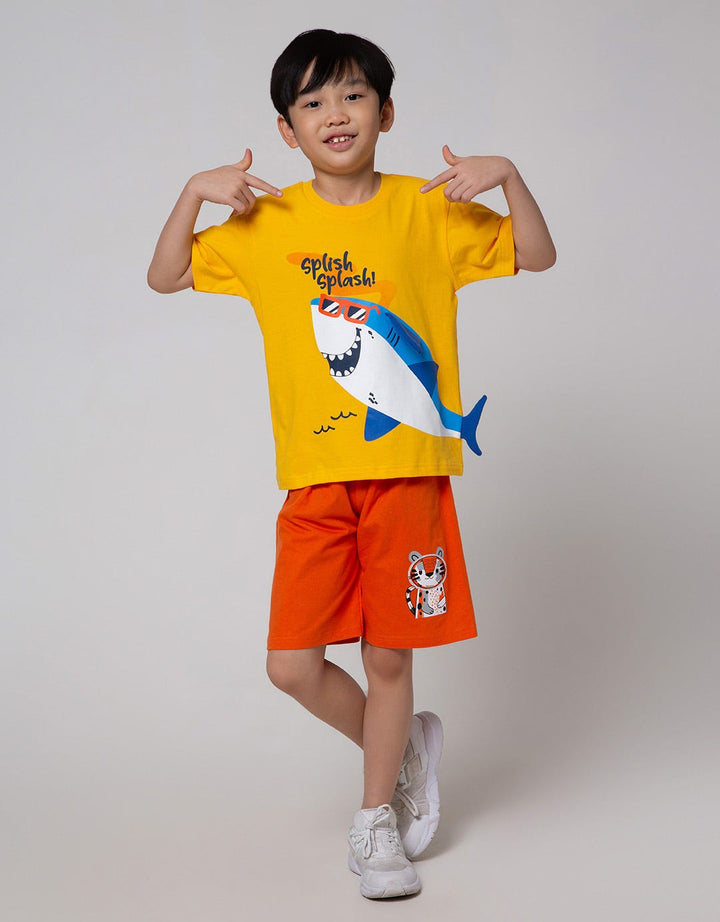 Little M Shark Splash Kaos Anak Laki-laki