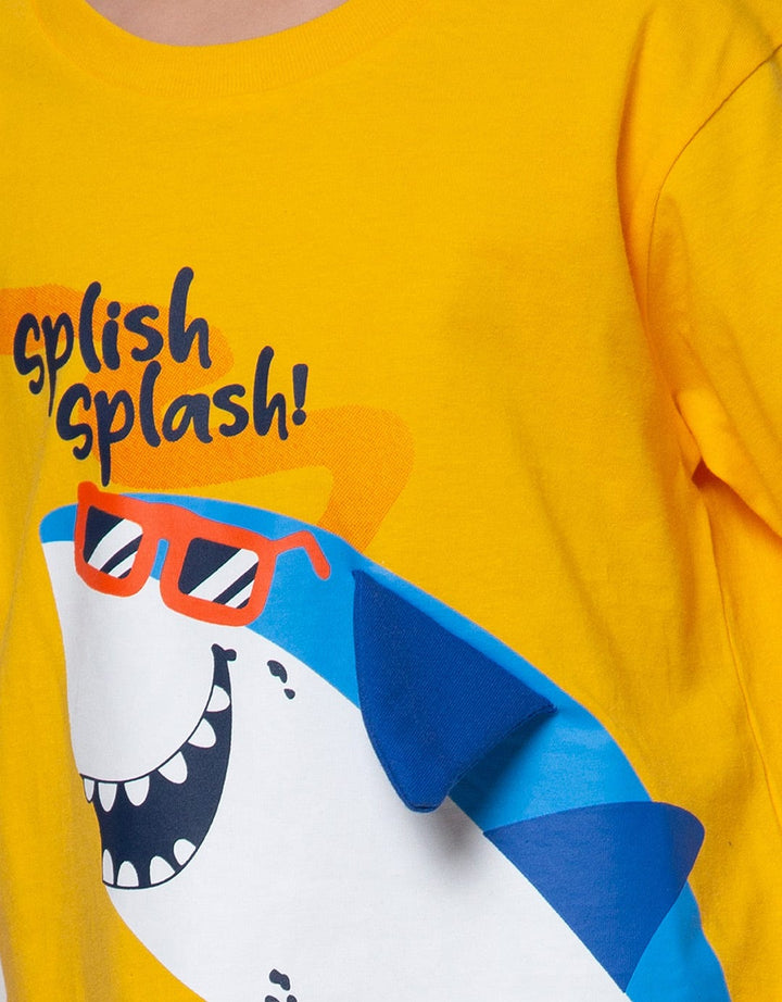 Little M Shark Splash Kaos Anak Laki-laki