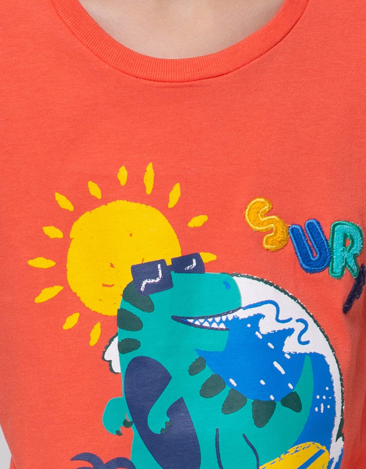 Little M Short Sleeve T-Shirt Dino Surf Handuk