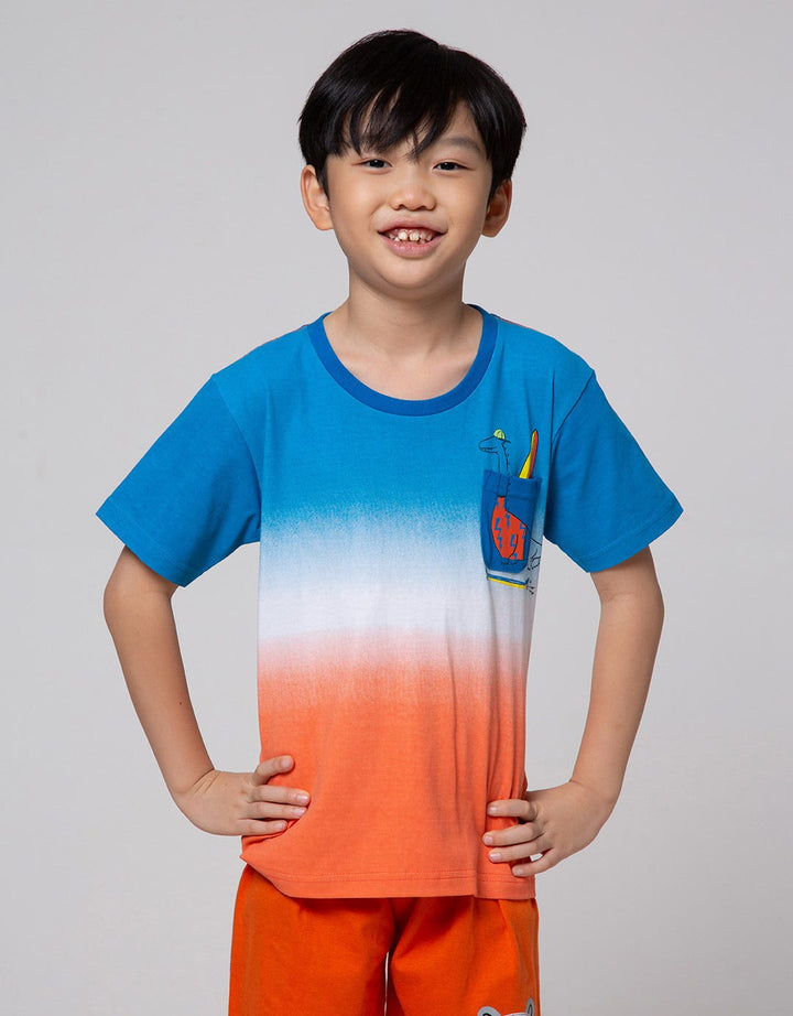 Little M Dino Ombre Kaos Anak Laki-laki