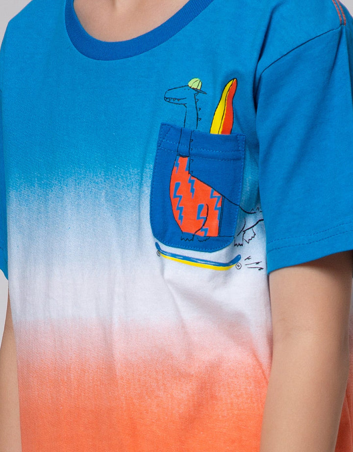 Little M Dino Ombre Kaos Anak Laki-laki