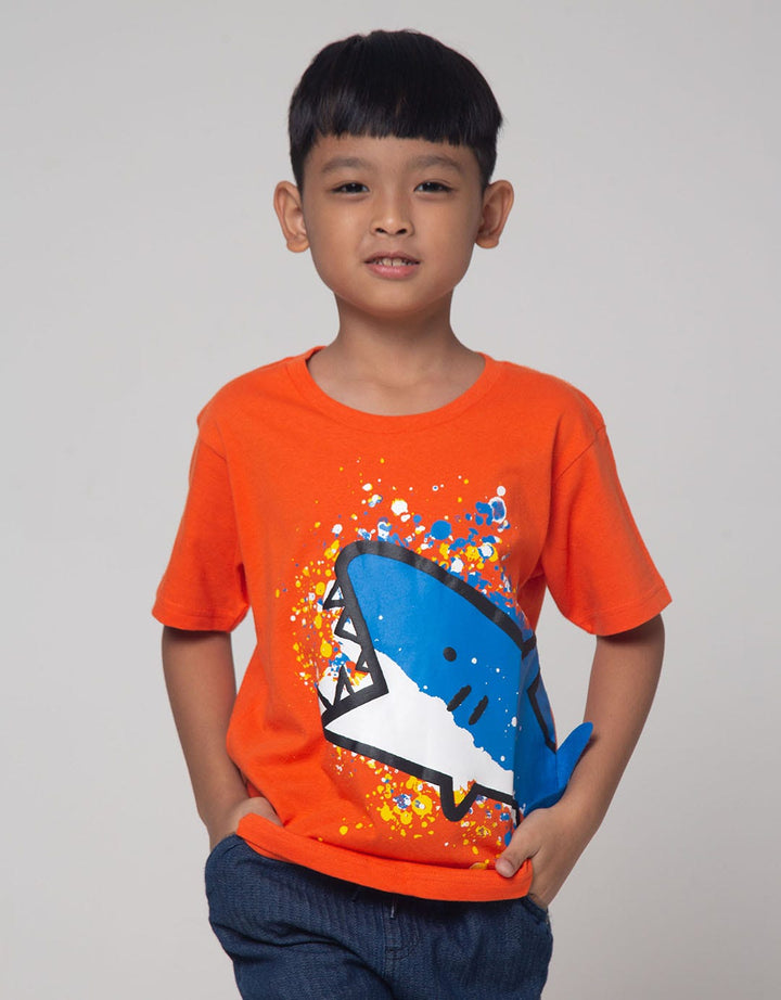 Little M Shark Spray Kaos Anak Laki-laki