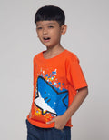 Little M Shark Spray Kaos Anak Laki-laki