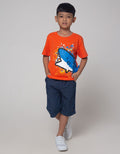 Little M Shark Spray Kaos Anak Laki-laki