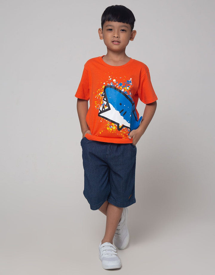 Little M Shark Spray Kaos Anak Laki-laki