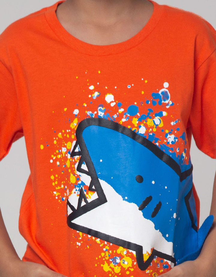 Little M Shark Spray Kaos Anak Laki-laki