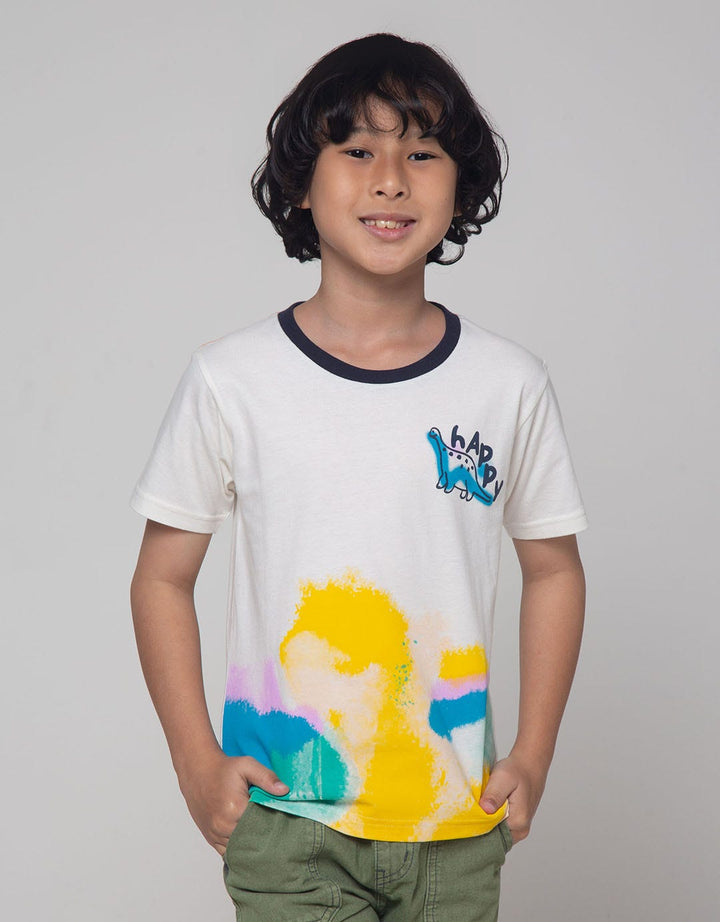 Little M Dino Spray Kaos Anak Laki-laki