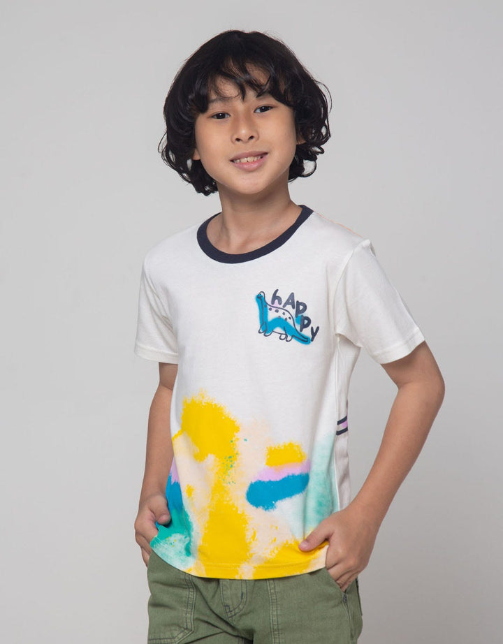 Little M Dino Spray Kaos Anak Laki-laki
