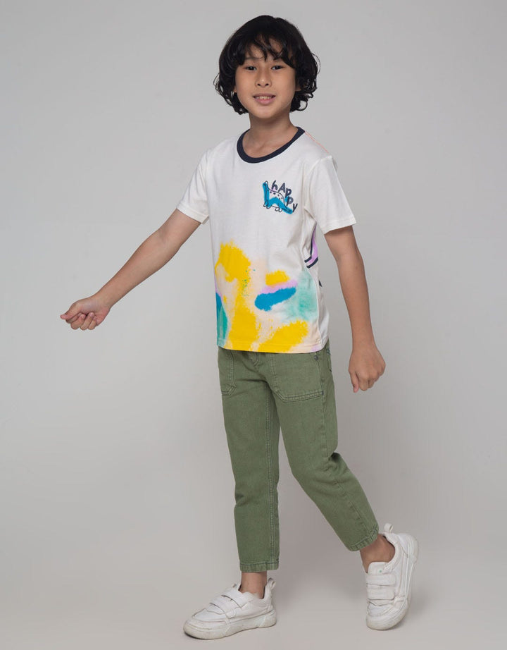 Little M Dino Spray Kaos Anak Laki-laki