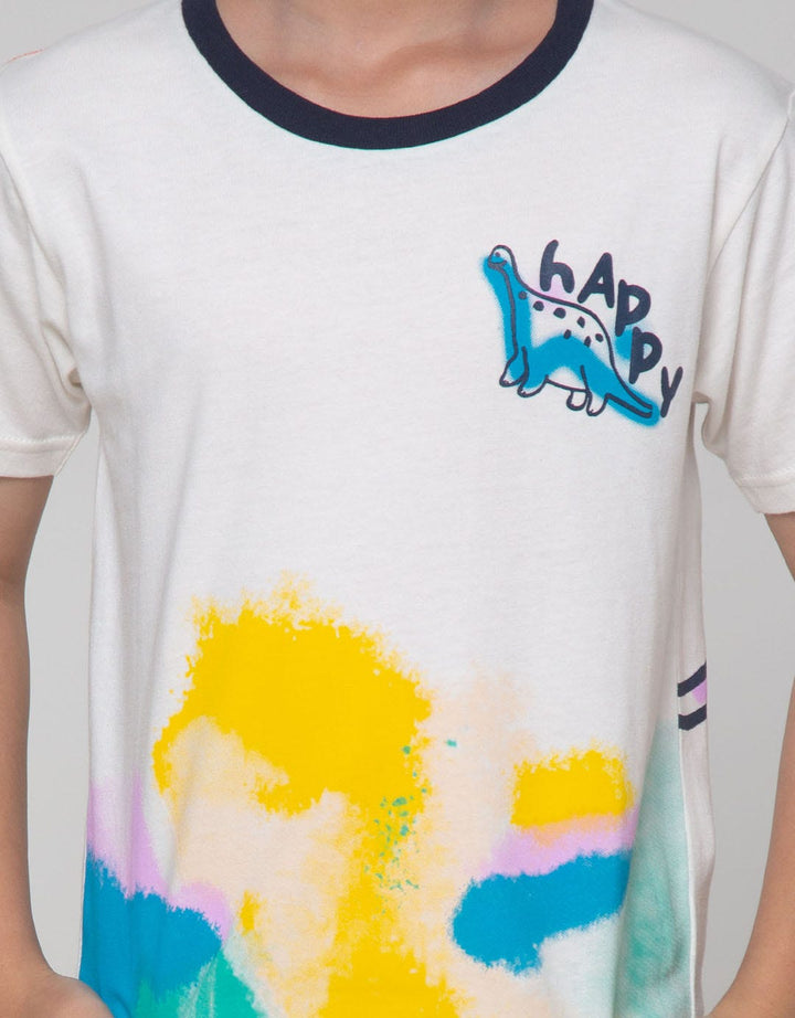 Little M Dino Spray Kaos Anak Laki-laki