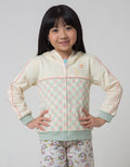 Little M Kotak Print Girls Hoodie Jacket