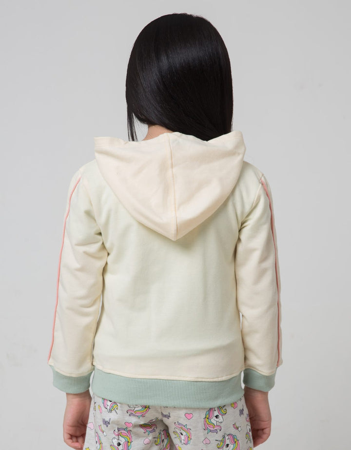Little M Kotak Print Girls Hoodie Jacket