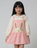 Little M Long Sleeve Midi Dress Overall Kerah Print Kotak