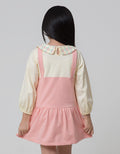 Little M Long Sleeve Midi Dress Overall Kerah Print Kotak