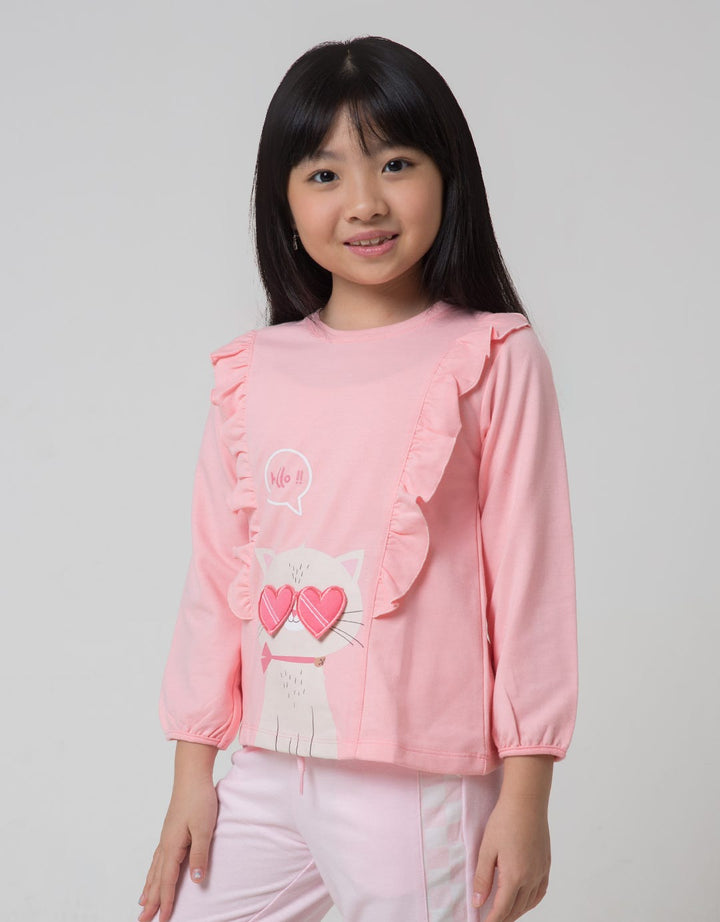 Little M Hello Cat Girls T-Shirt