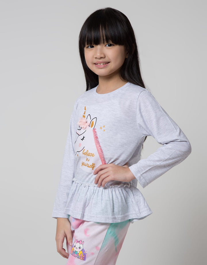 Little M Unicorn Print Kaos Anak Perempuan