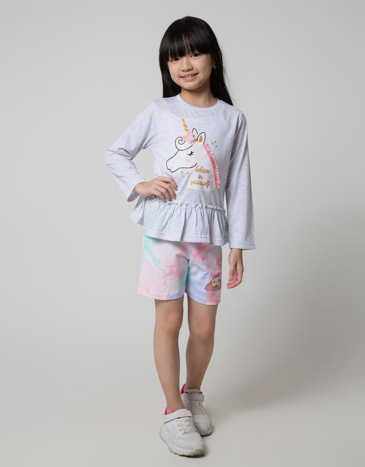 Little M Unicorn Print Kaos Anak Perempuan