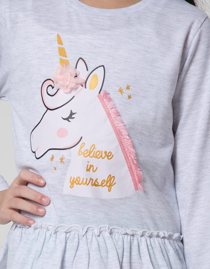 Little M Unicorn Print Kaos Anak Perempuan