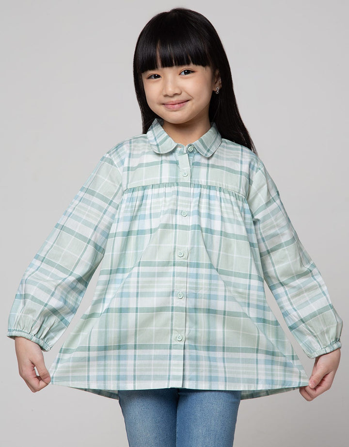 Little M Check Plaid Kemeja Blouse Anak Perempuan