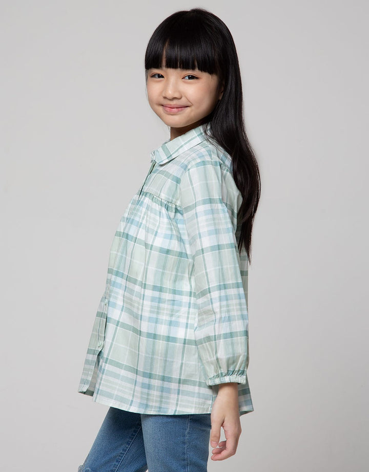 Little M Check Plaid Kemeja Blouse Anak Perempuan