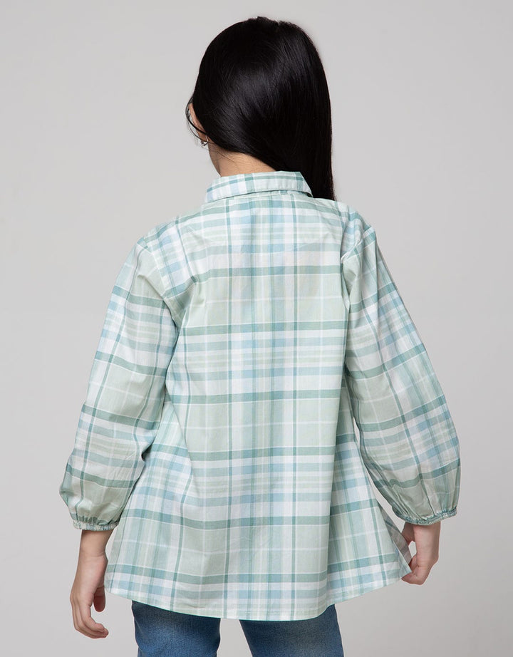 Little M Check Plaid Kemeja Blouse Anak Perempuan