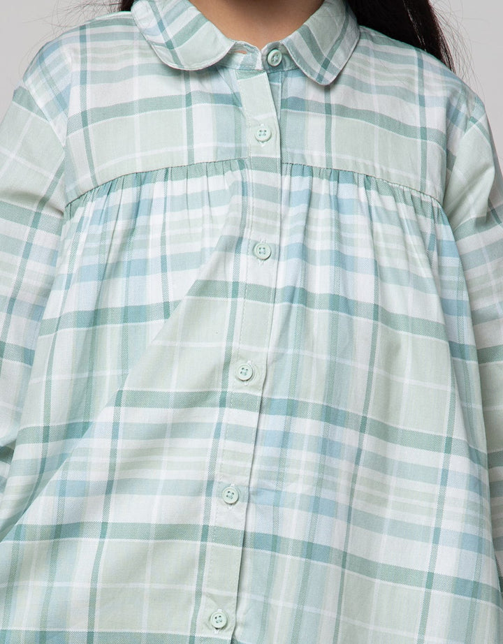 Little M Check Plaid Kemeja Blouse Anak Perempuan