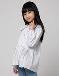 Little M Blouse Lengan Panjang Salur Kerah Ruffle Bordir