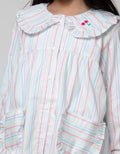 Little M Blouse Lengan Panjang Salur Kerah Ruffle Bordir