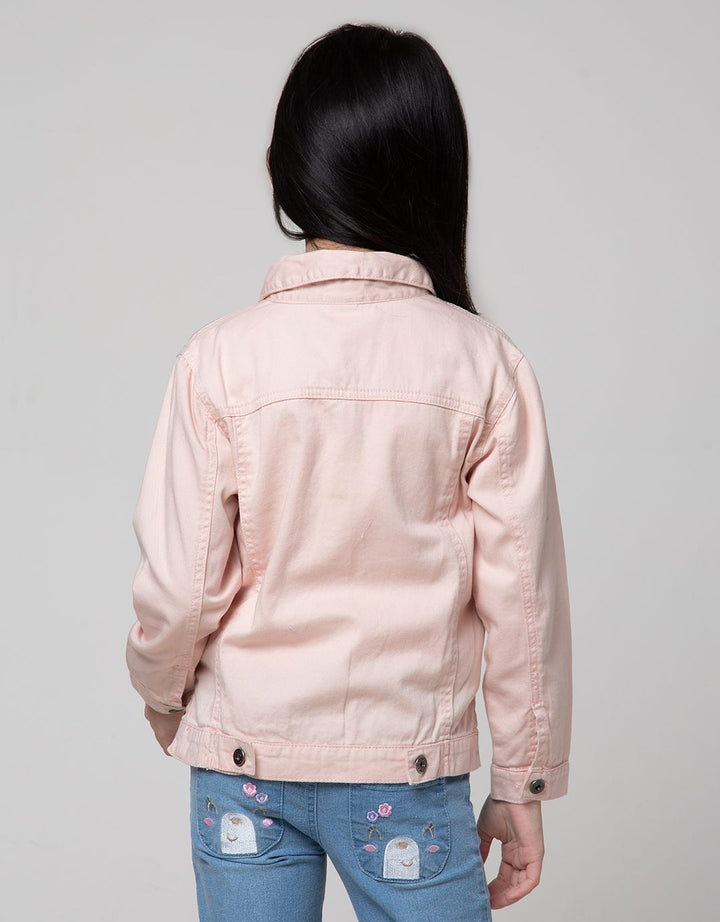 Little M Denim Jacket Belakang Bordir Aplikasi Unicorn