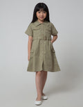 Little M Short Sleeve Midi Dress Twill Safari Belt