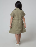 Little M Short Sleeve Midi Dress Twill Safari Belt