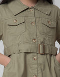 Little M Short Sleeve Midi Dress Twill Safari Belt