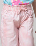 Little M Belt Striped Girls Long Pants