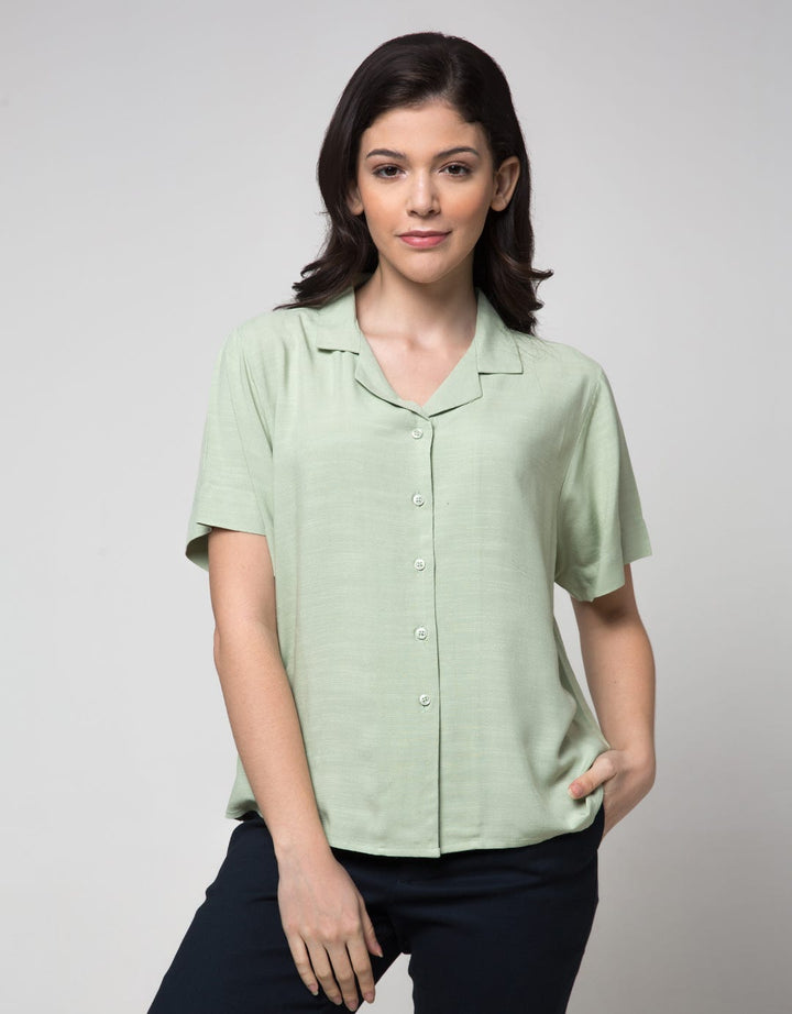 Connexion Short Sleeve Shirt Resort Collar Rayon Slub