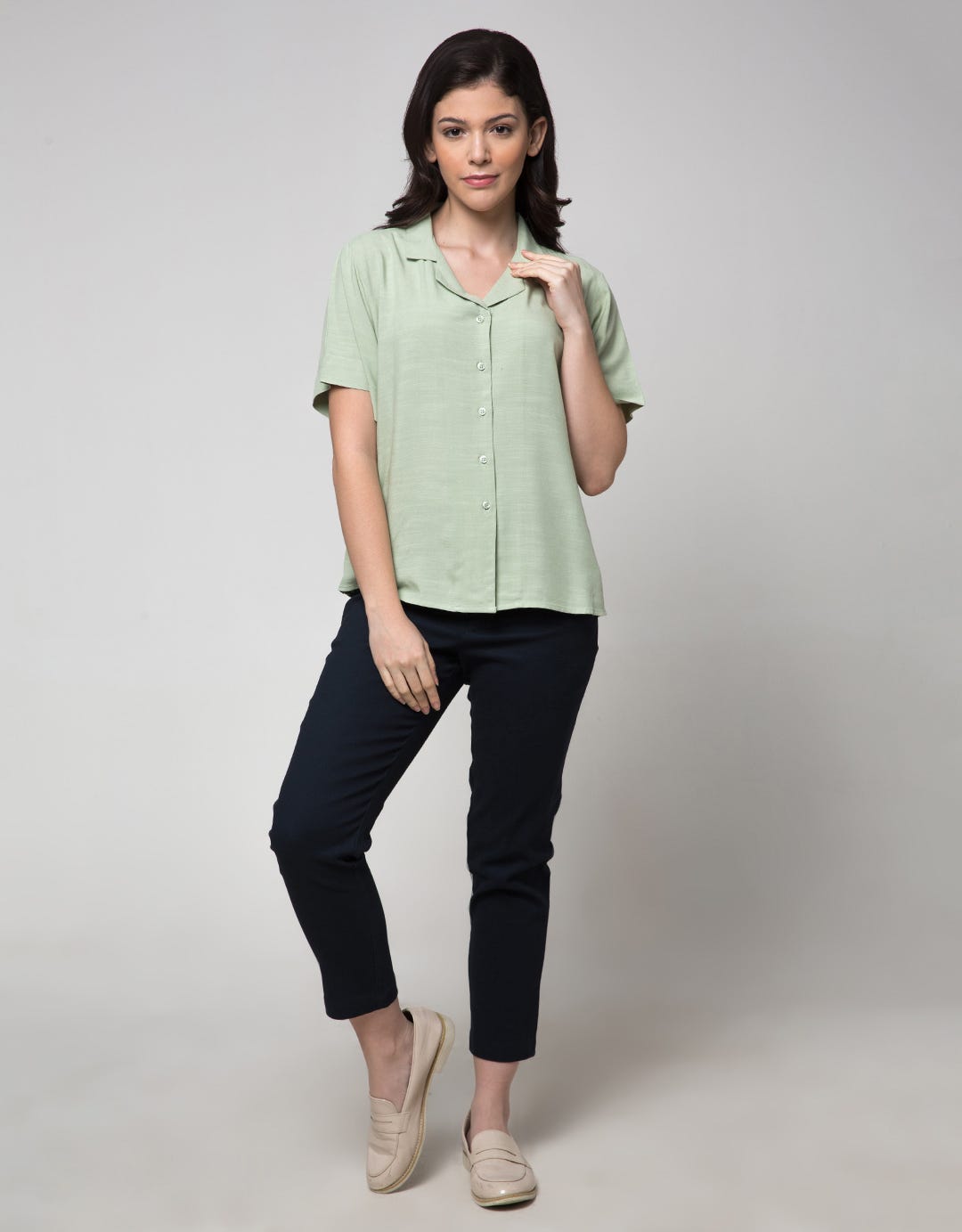 Connexion Short Sleeve Shirt Resort Collar Rayon Slub