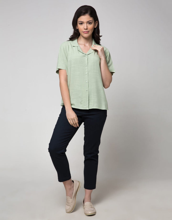 Connexion Short Sleeve Shirt Resort Collar Rayon Slub
