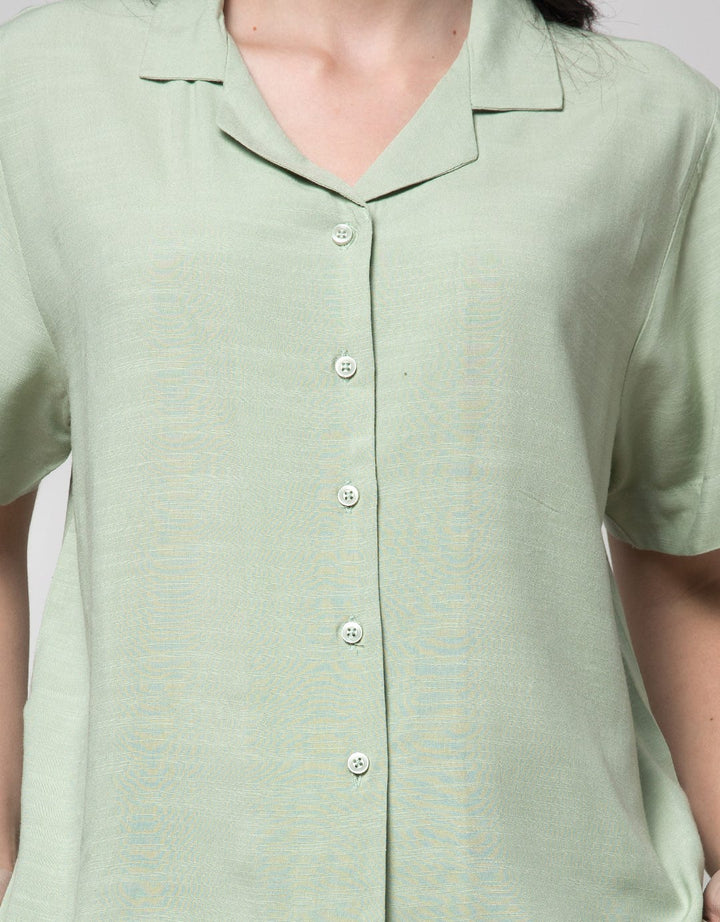 Connexion Short Sleeve Shirt Resort Collar Rayon Slub