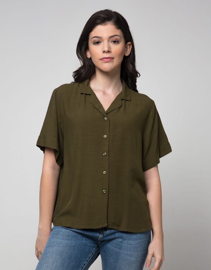 Connexion Short Sleeve Shirt Resort Collar Rayon Slub