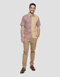 Arjuna Weda Body Fit Batik Background Kawung Slope Men's Shirt