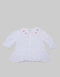 Pipiniko Blouse 3/4 Sleeve Colar Ruffle Flower
