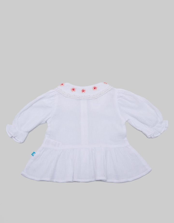 Pipiniko Blouse 3/4 Sleeve Colar Ruffle Flower