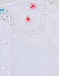 Pipiniko Blouse 3/4 Sleeve Colar Ruffle Flower