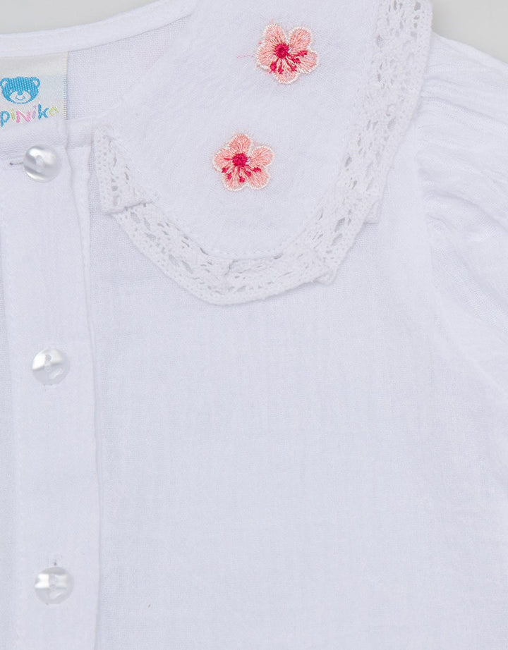 Pipiniko Blouse 3/4 Sleeve Colar Ruffle Flower