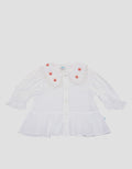 Pipiniko Blouse 3/4 Sleeve Colar Ruffle Flower