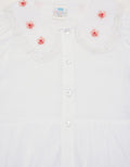 Pipiniko Blouse 3/4 Sleeve Colar Ruffle Flower
