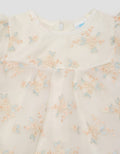 Pipiniko Short Sleeve Midi Dress Highlight Print Flower Embroidery