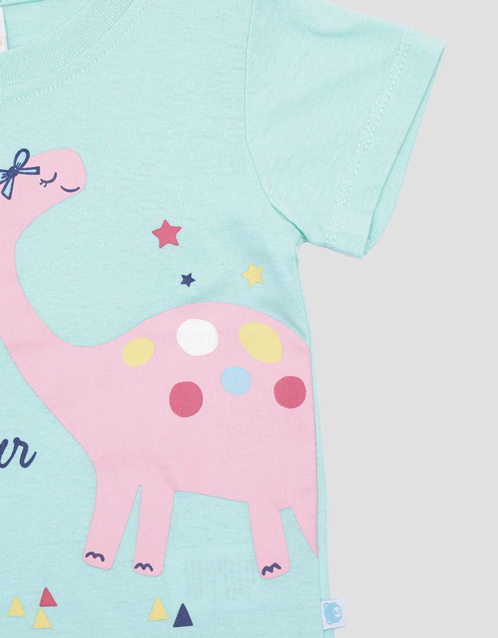 Pipiniko Happy Dinosaur Girls Short Sleeve T-Shirt