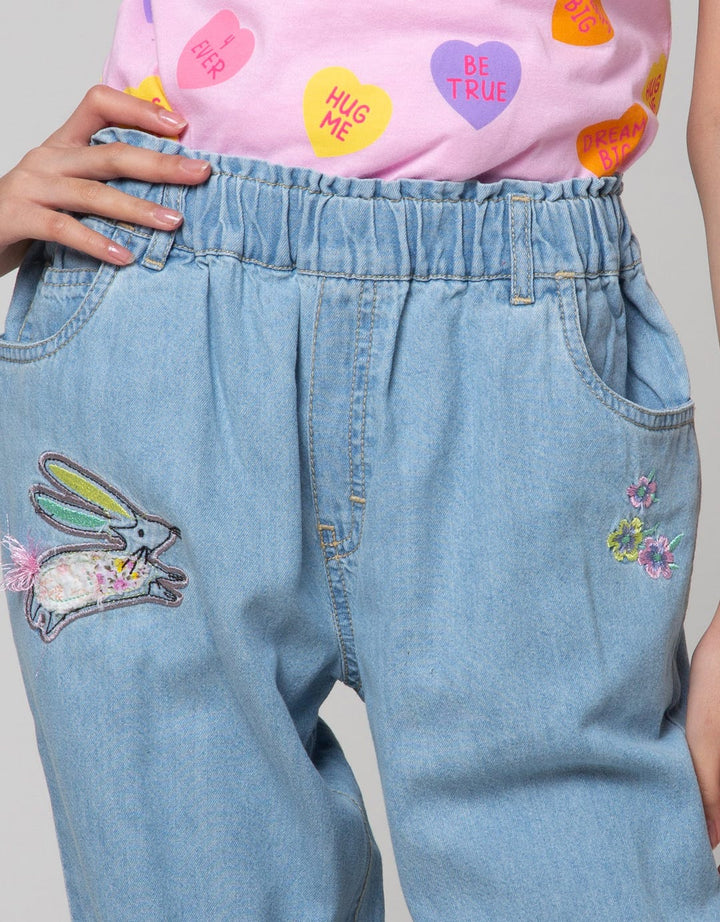 Aero Jogger Denim Aplique Bunny
