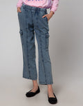 Aero Denim Long Pants Washing Acid Cargo Pockets