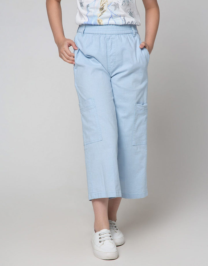 Aero Long Pants Solid Culottes with Elastic Waist